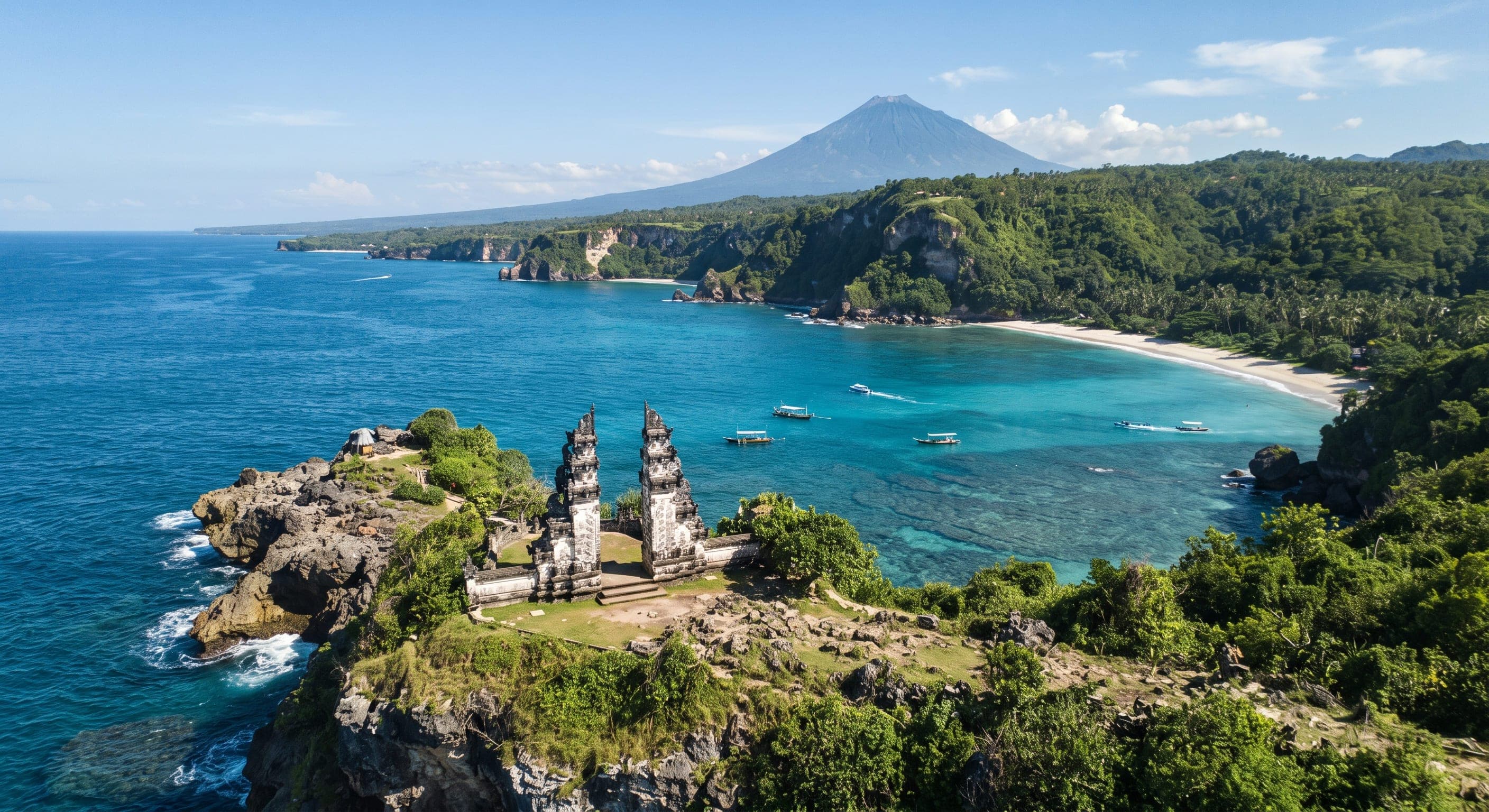 Temple gate on a cliff above the Karangasem coastline